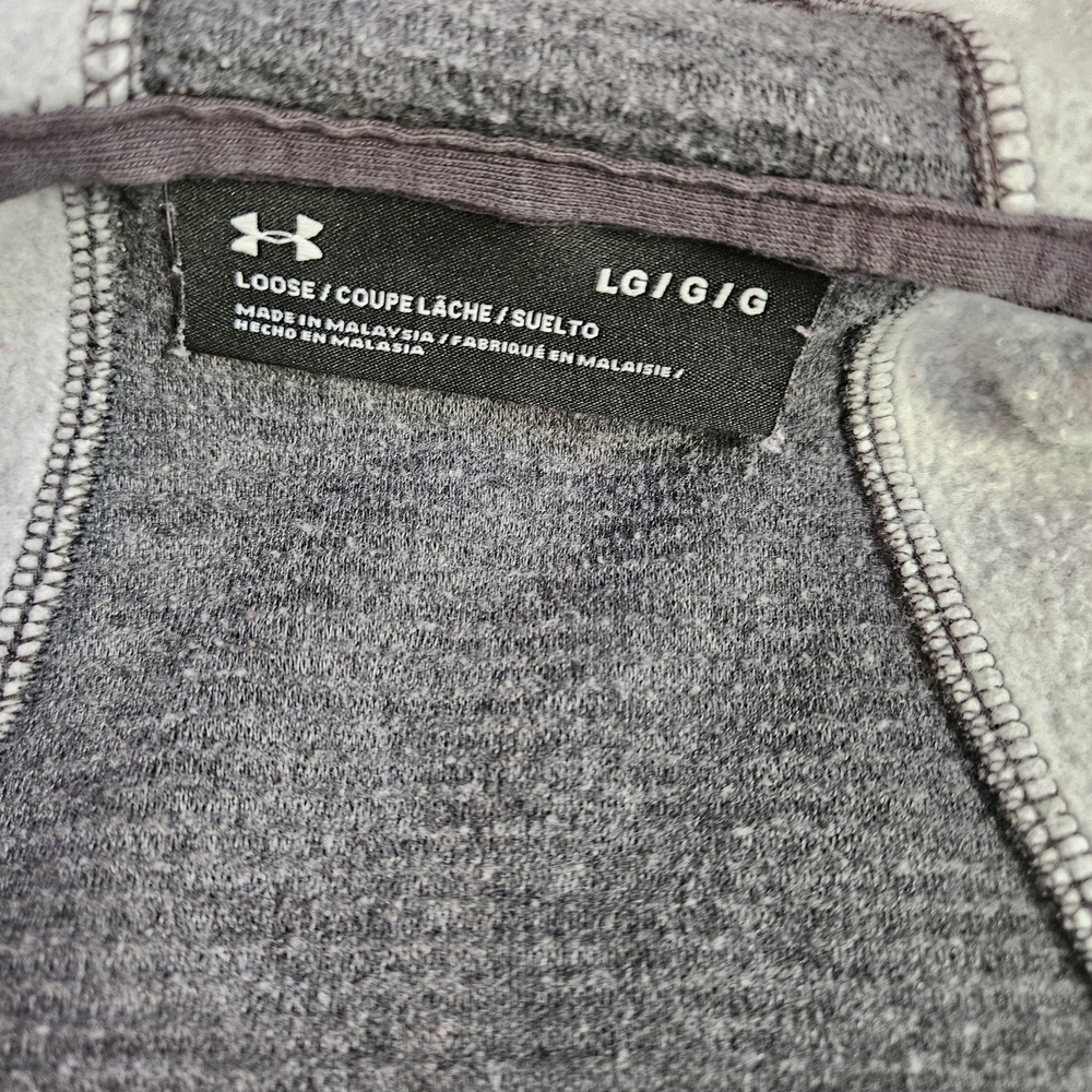 Under Armour Girls Large Gray Ribbed Fleece Full Zip Hoodie Sleeve Spellout - Picture 6 of 12